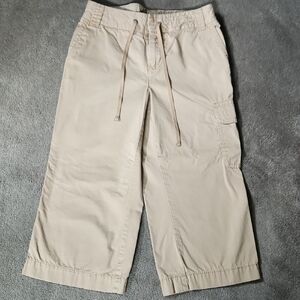 Beige Cargo Capri Pants